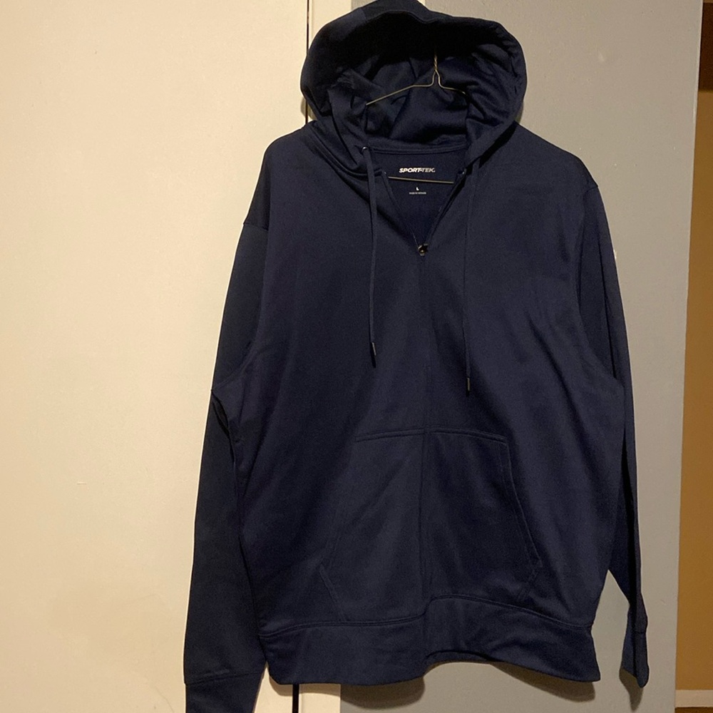 💙NWOT SPORT-TEK Navy Blue Hoodie full zipper size large